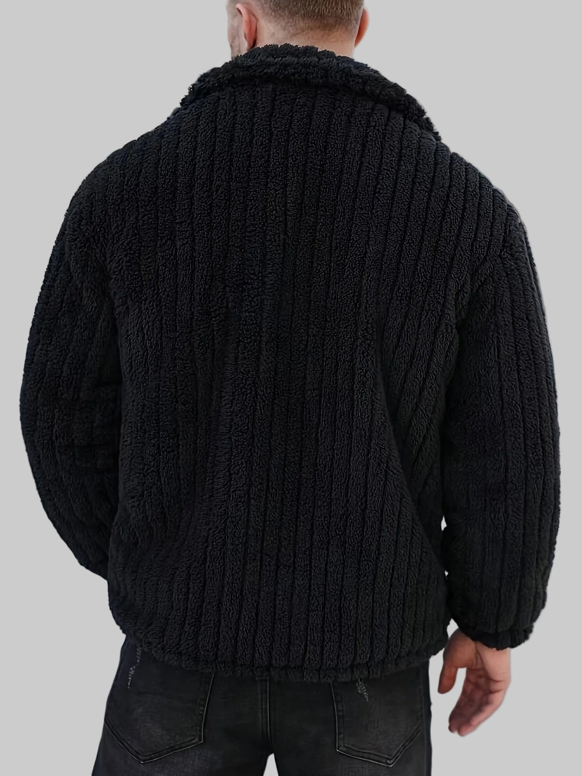 Eric - Men's Channel-Quilted Jacket with Faux-Fur Collar