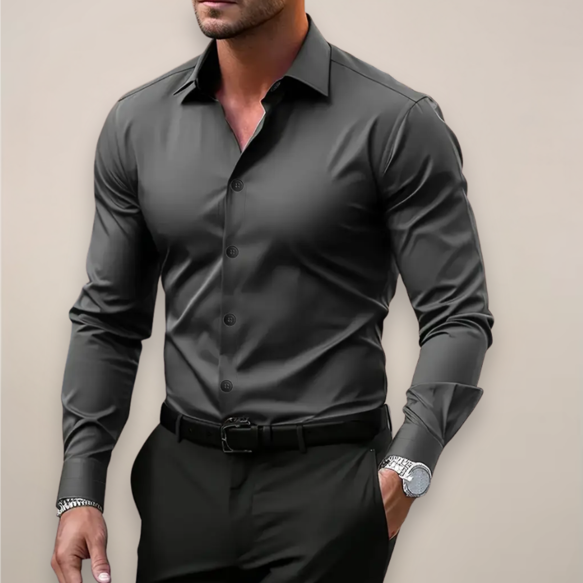 Eric - Men's Spread Collar Slim Fit Oxford Shirt 1