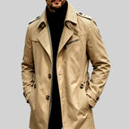 Erwin - Men's Long Belted Trench Coat with Zip Pocket 3