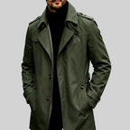 Erwin - Men's Long Belted Trench Coat with Zip Pocket 4