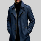 Erwin - Men's Long Belted Trench Coat with Zip Pocket 5