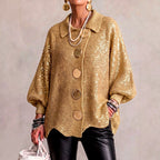 Estela - Women's Sequin Collared Oversized Party Cardigan 1