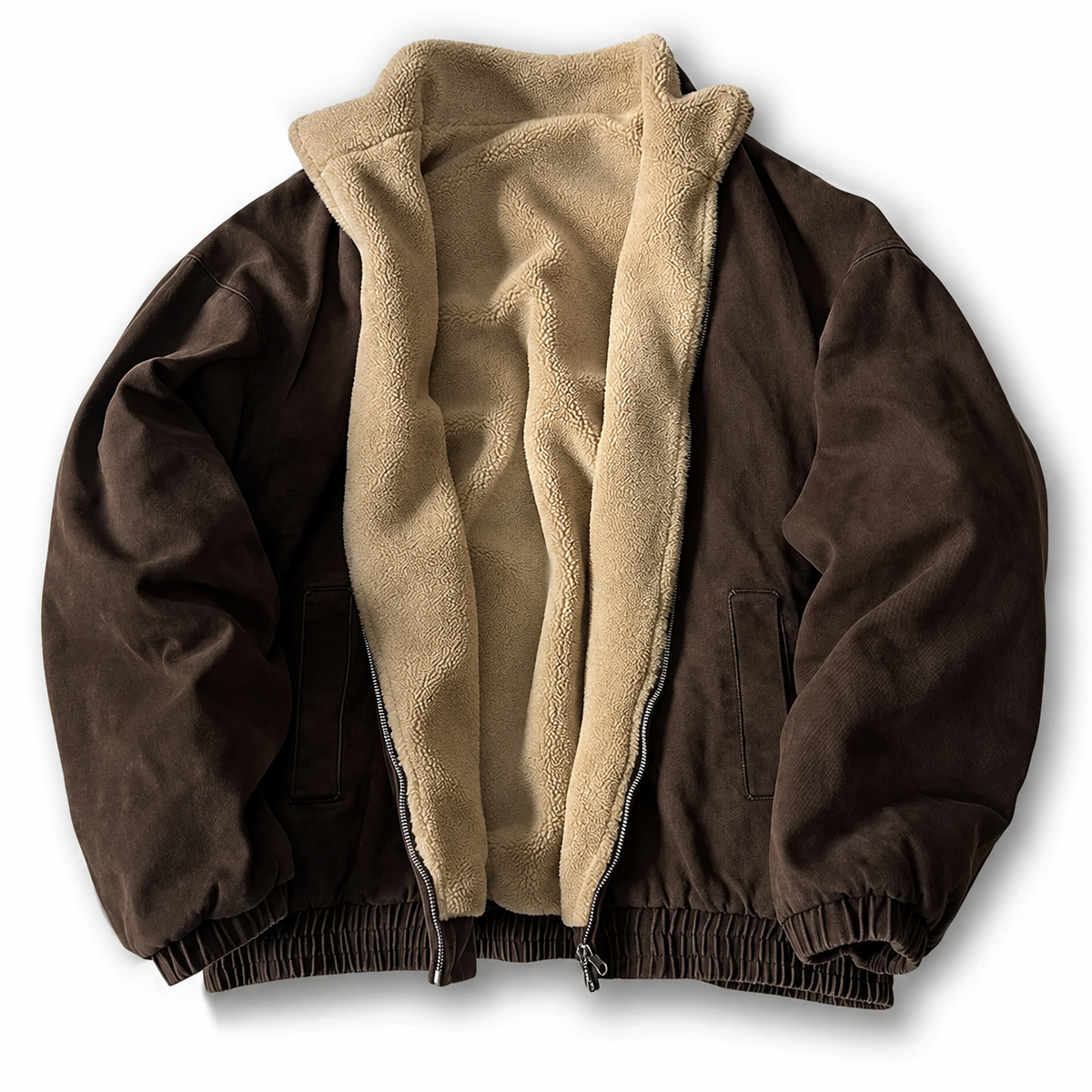 Ethan - Men's Winter Jacket with Full-Zip Closure and Stand Collar