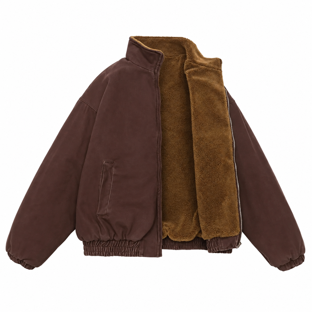 Ethan - Men's Winter Jacket with Full-Zip Closure and Stand Collar