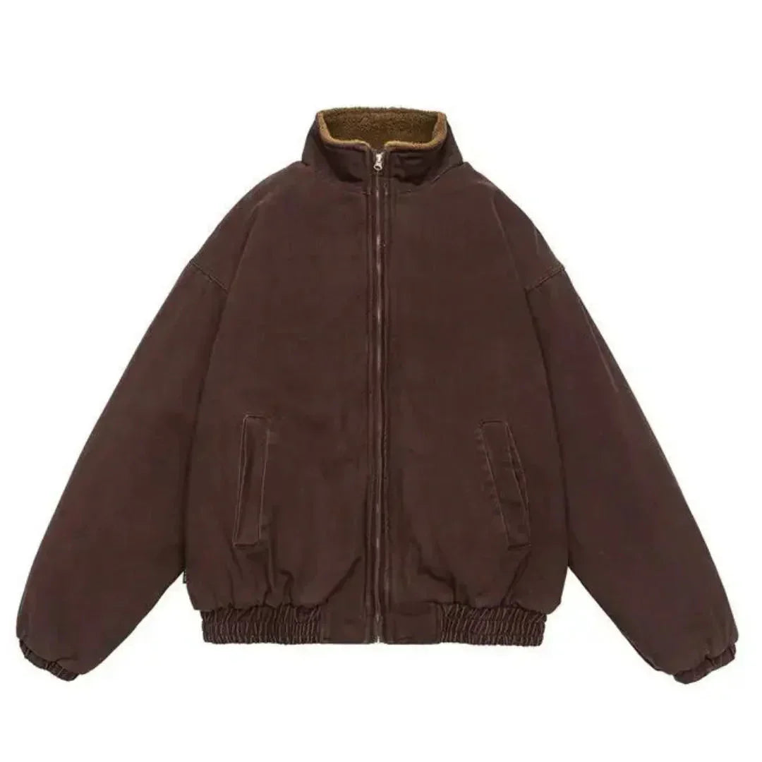 Ethan - Men's Winter Jacket with Full-Zip Closure and Stand Collar