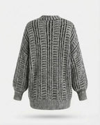 Evangeline - Women's Ribbed Cable-Knit Oversized Cardigan with Button Front