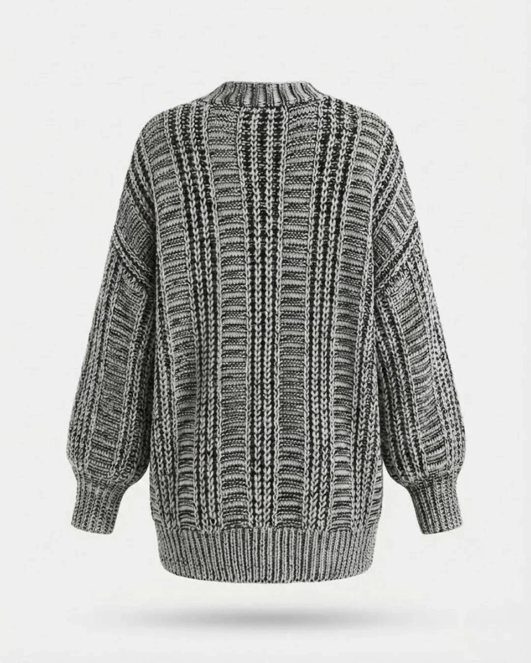 Evangeline - Women's Ribbed Cable-Knit Oversized Cardigan with Button Front