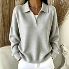 Eve - Women's Ribbed V-Neck Loose Fit Sweater 3