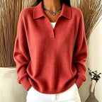 Eve - Women's Ribbed V-Neck Loose Fit Sweater 4