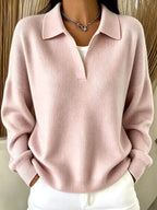 Eve - Women's Ribbed V-Neck Loose Fit Sweater 5