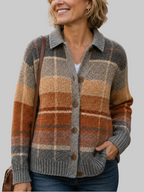 Faye - Women's Striped Button-Front Knit Sweater