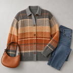 Faye - Women's Striped Button-Front Knit Sweater