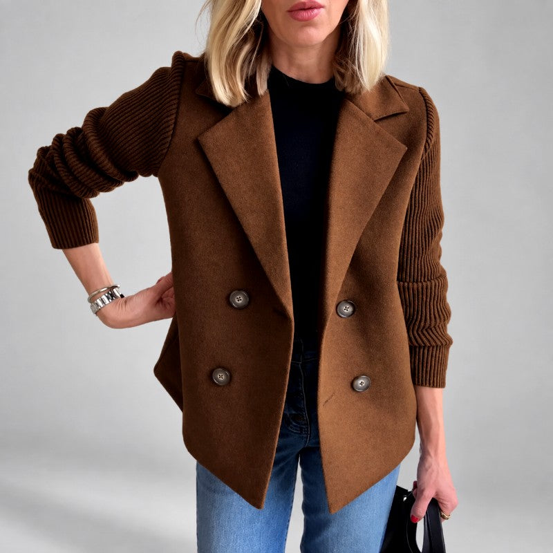 Felicity - Women’s Ribbed Sleeve Double-Breasted Blazer 1