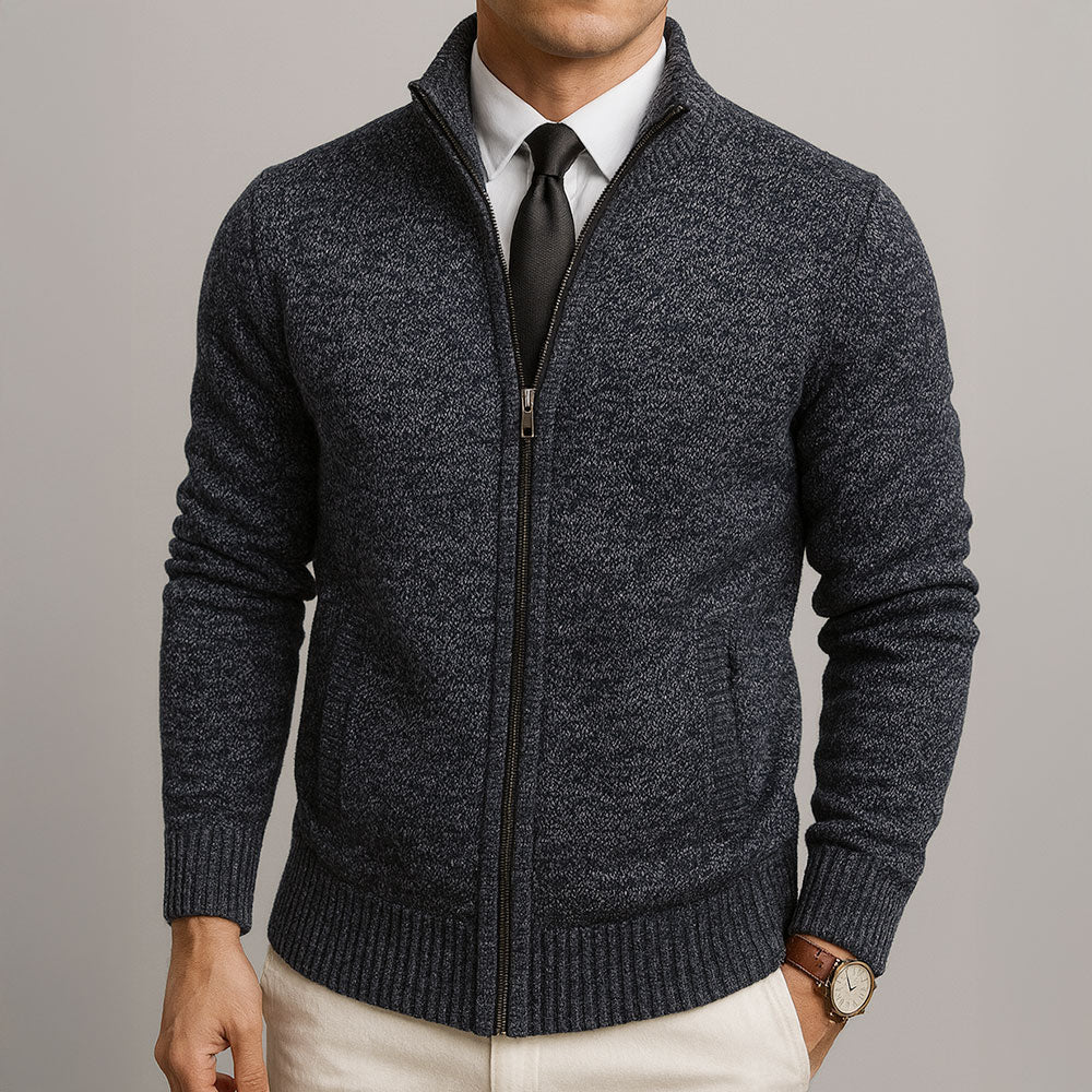 Felix - Men's Tailored Wool-Blend Full-Zip Cardigan