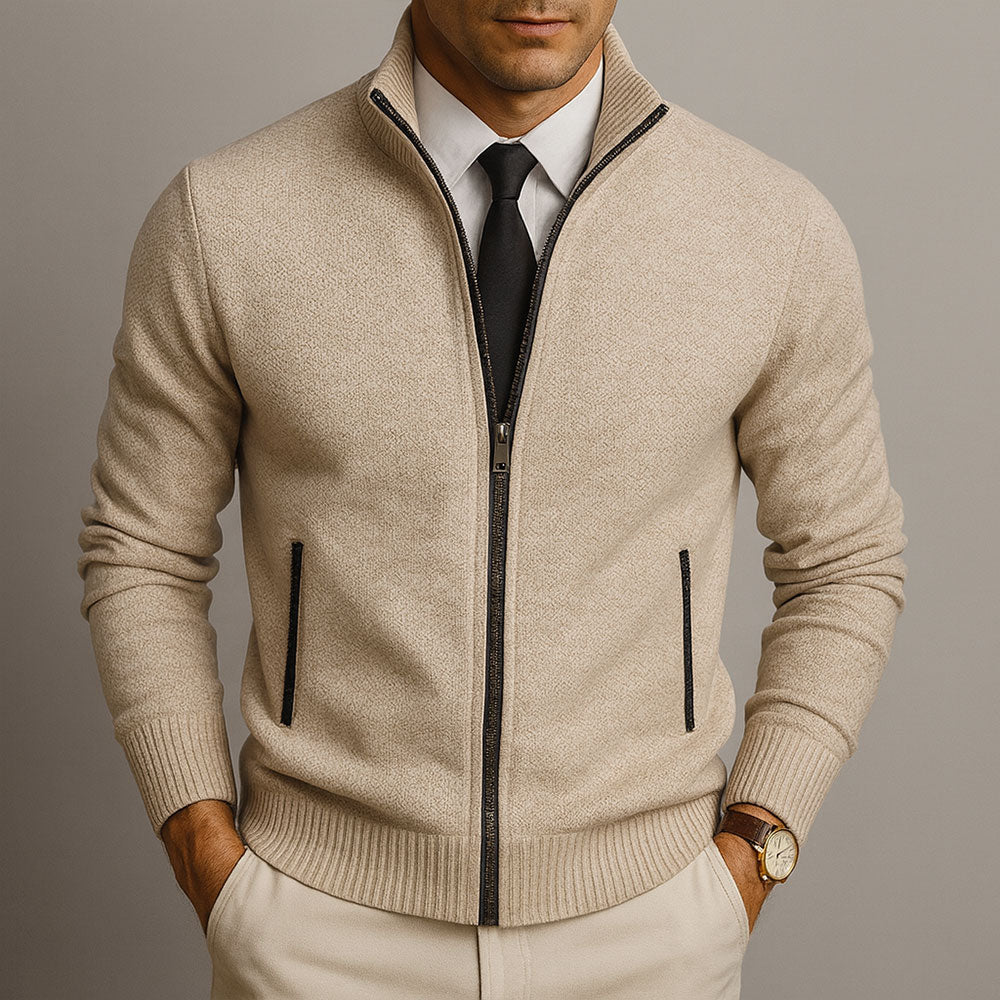 Felix - Men's Tailored Wool-Blend Full-Zip Cardigan