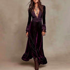 Filomena - Women's Velvet Lace Long Sleeve Party Dress 1