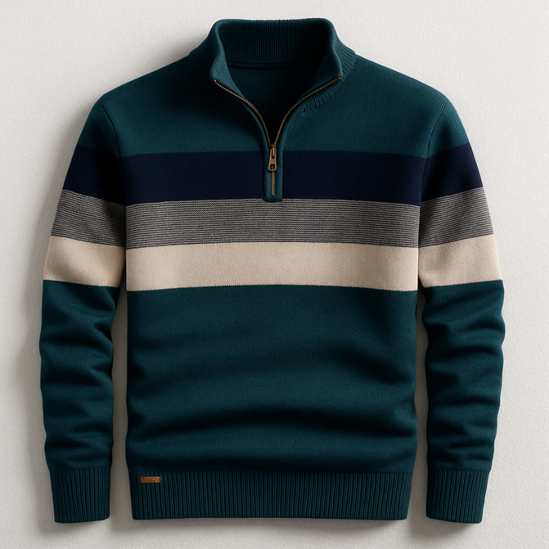Finnegan - Men's Striped Quarter-Zip Pullover