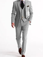 Finnegan - Men's Tailored Herringbone Tweed Suit with Waistcoat