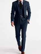 Finnegan - Men's Tailored Herringbone Tweed Suit with Waistcoat