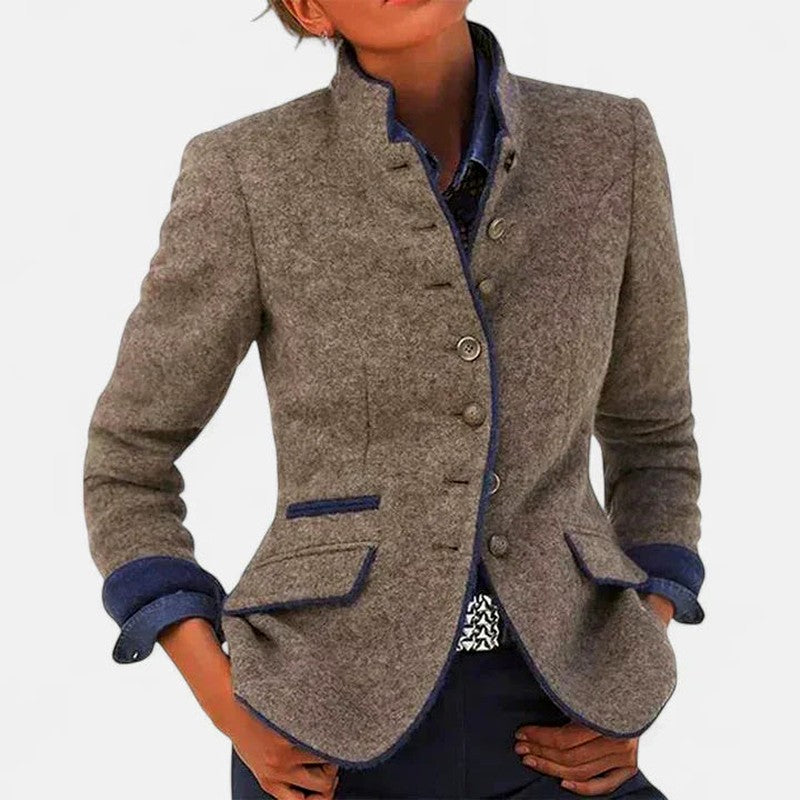 Florence - Women's Mandarin Collar Fitted Blazer Jacket 2