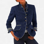 Florence - Women's Mandarin Collar Fitted Blazer Jacket 4