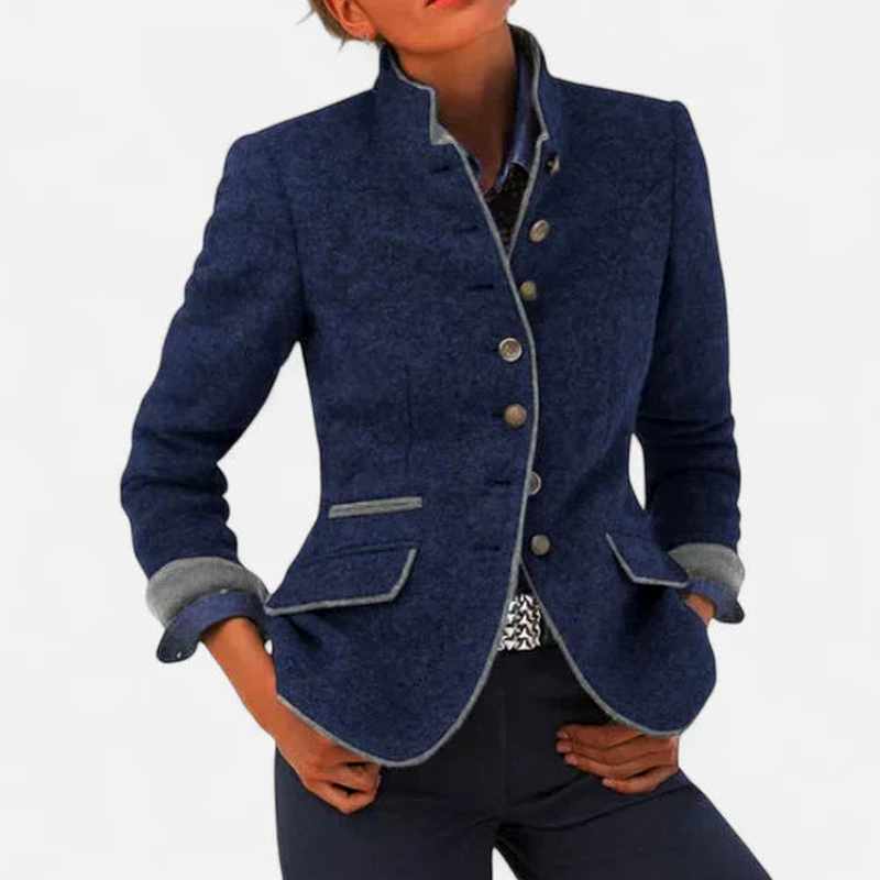 Florence - Women's Mandarin Collar Fitted Blazer Jacket 4