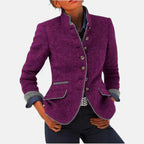 Florence - Women's Mandarin Collar Fitted Blazer Jacket 5