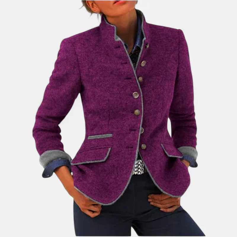 Florence - Women's Mandarin Collar Fitted Blazer Jacket 5