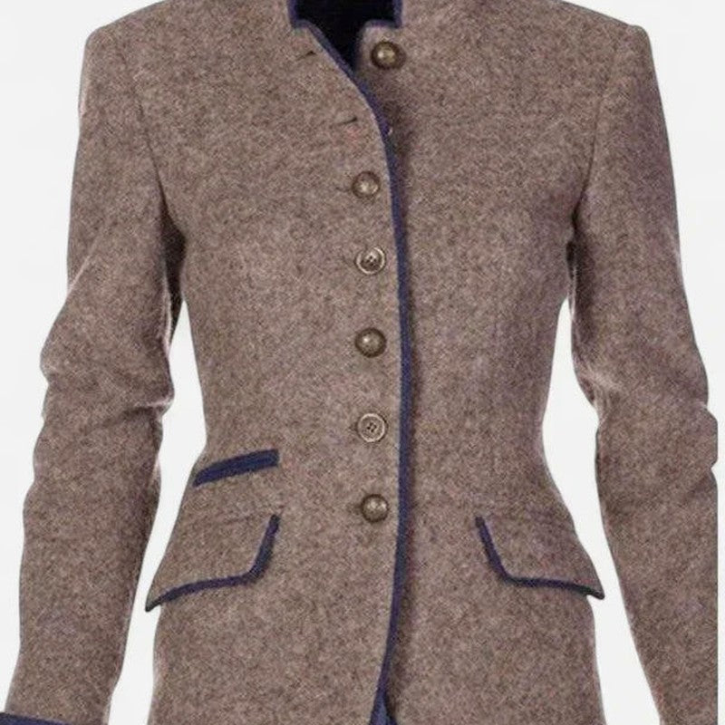 Florence - Women's Mandarin Collar Fitted Blazer Jacket 6