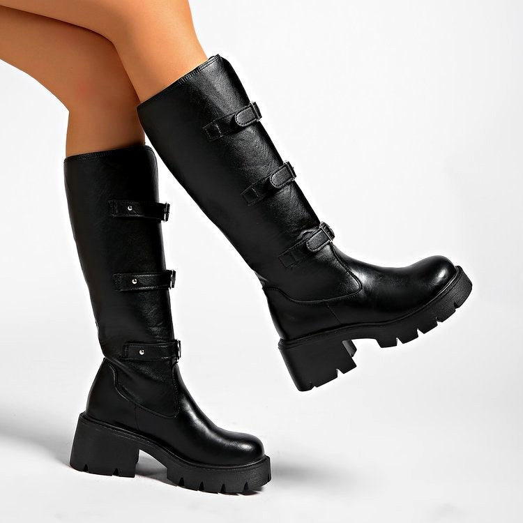 Frances - Women's Chunky Lug Sole Knee High Boots 1