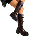 Frances - Women's Chunky Lug Sole Knee High Boots 4