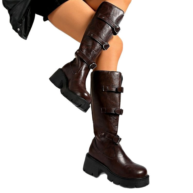 Frances - Women's Chunky Lug Sole Knee High Boots 4