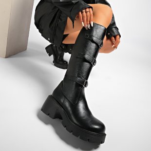 Frances - Women's Chunky Lug Sole Knee High Boots 5
