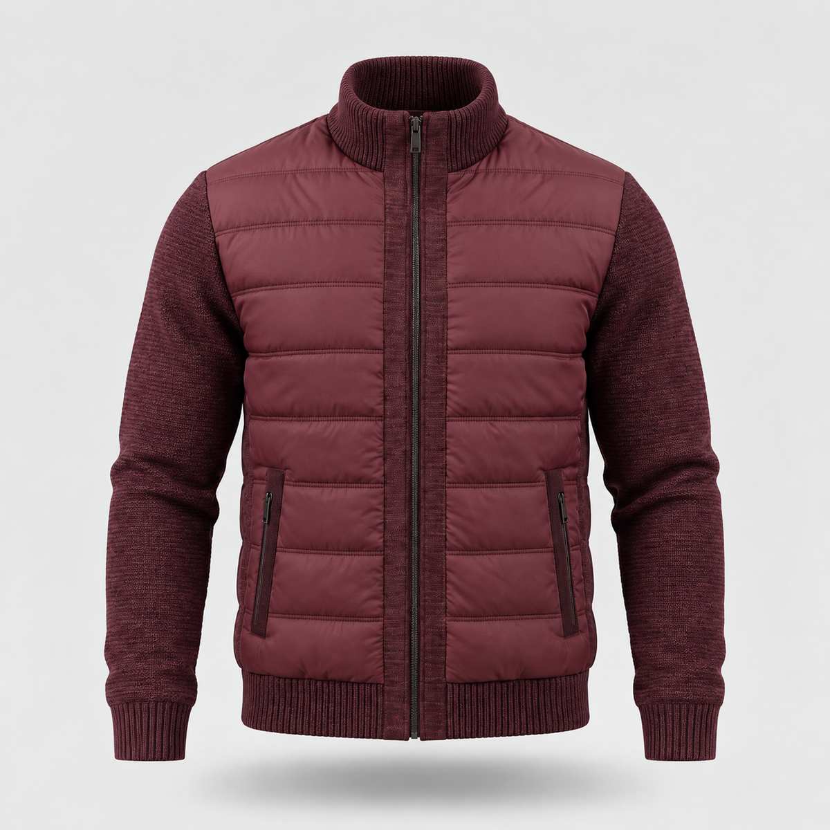 Gabriel - Men's Tapered Puffer Jacket with Fleece Knit Sleeves