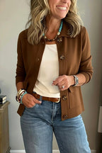 Gabrila - Women's Button-Front Cropped Lightweight Jacket 6