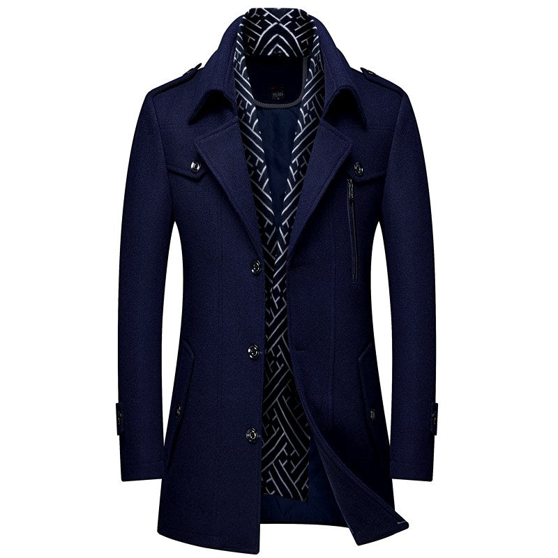 Garry - Men's Button Front Notch Collar Coat 4