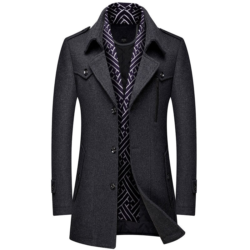 Garry - Men's Button Front Notch Collar Coat 5