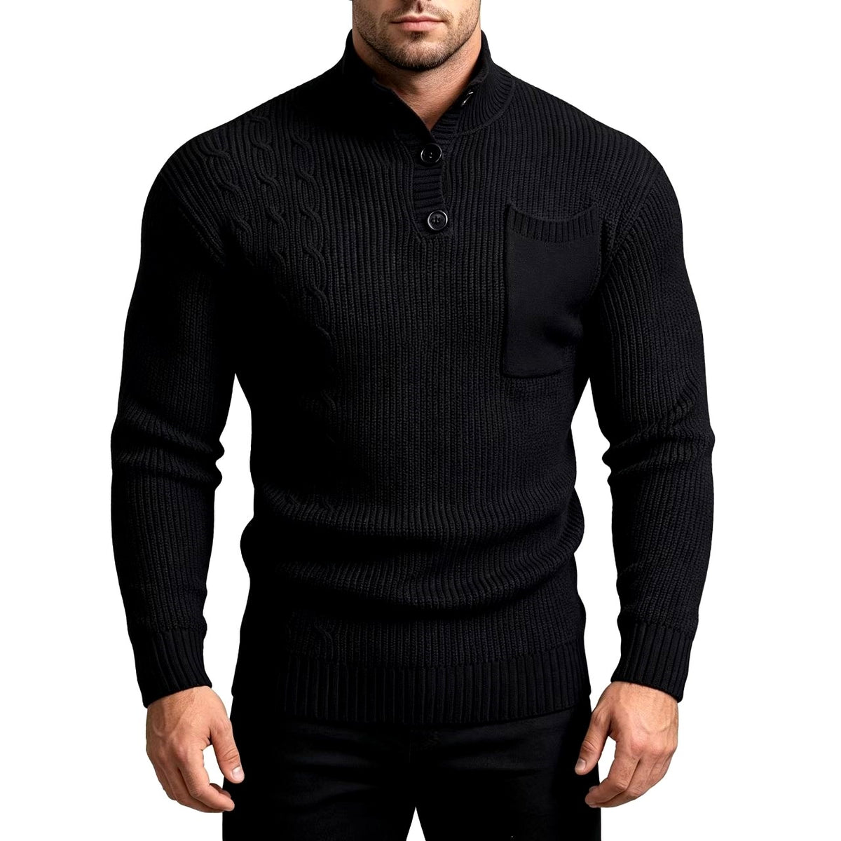 George - Men's Mock Neck Cable Knit Sweater 3