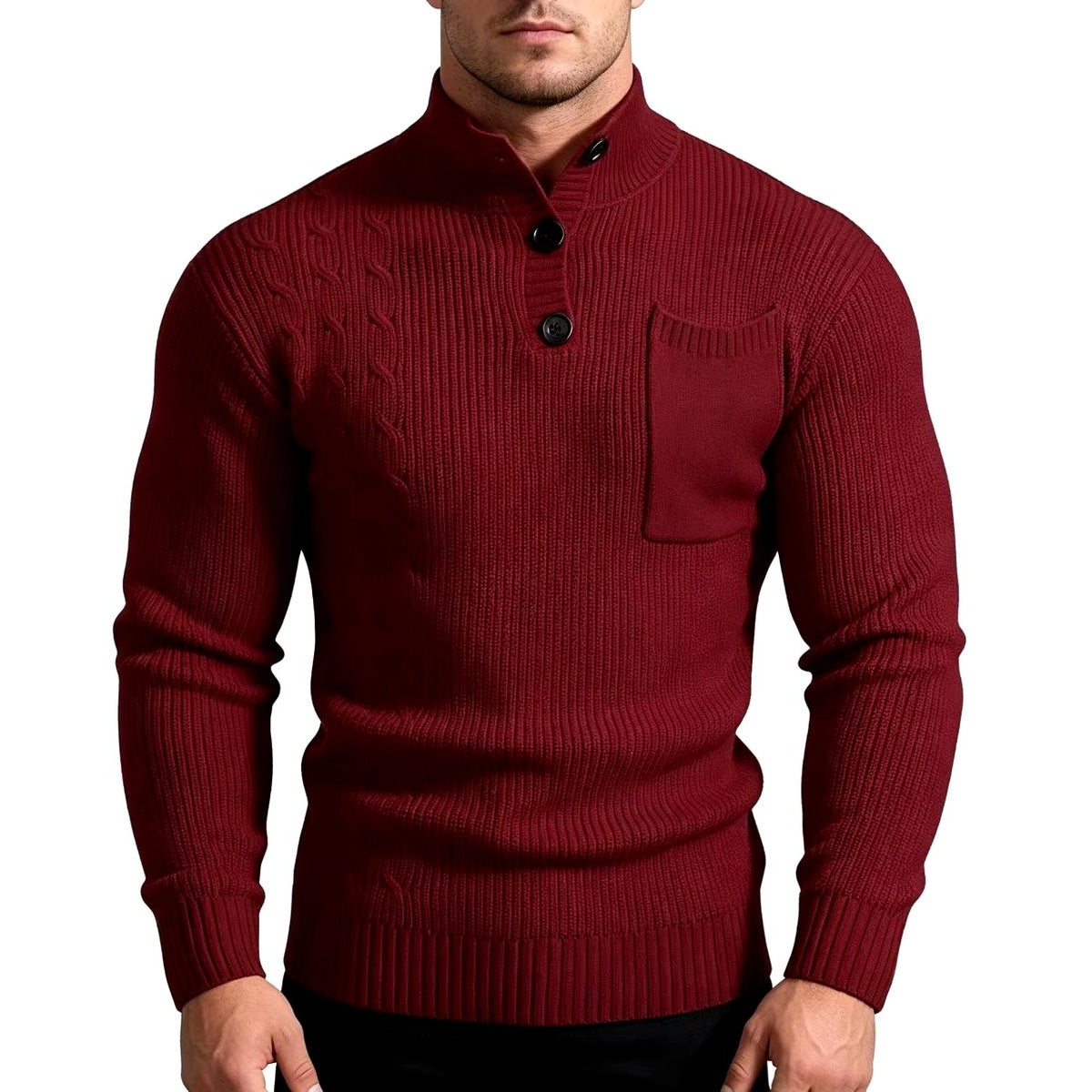 George - Men's Mock Neck Cable Knit Sweater 4