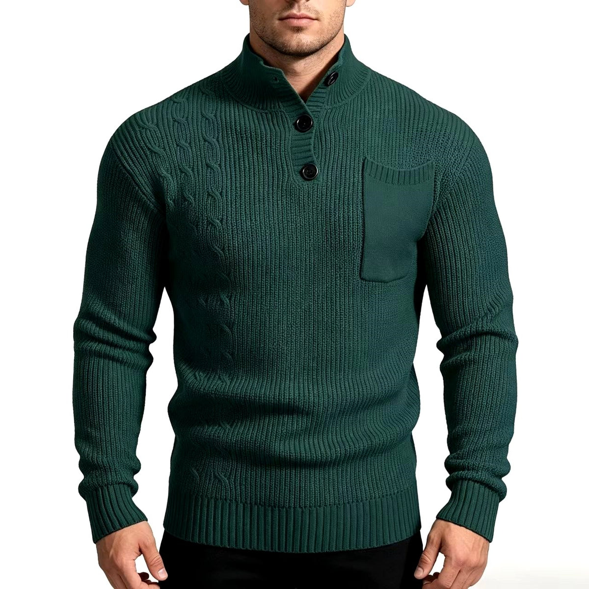 George - Men's Mock Neck Cable Knit Sweater 5