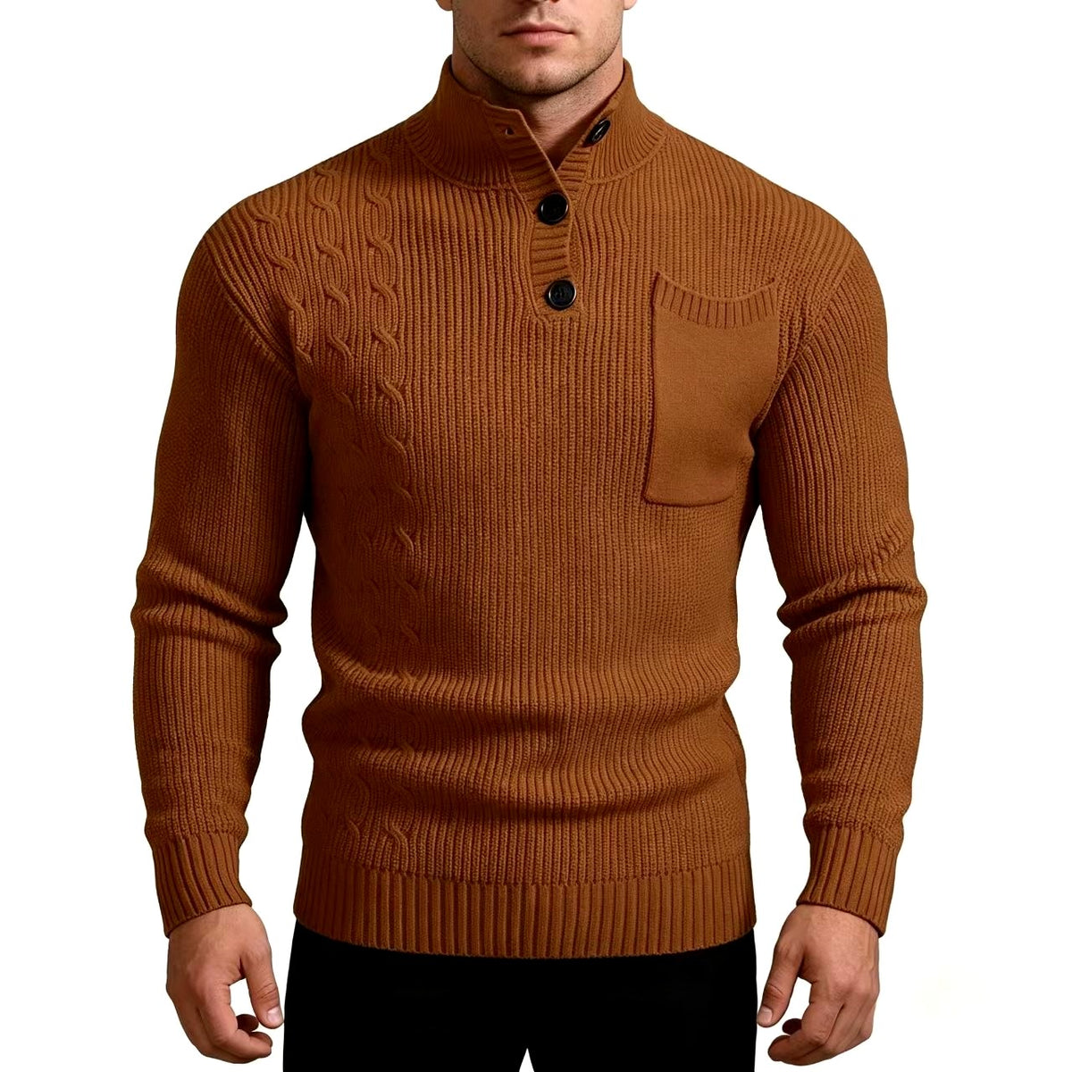 George - Men's Mock Neck Cable Knit Sweater 6
