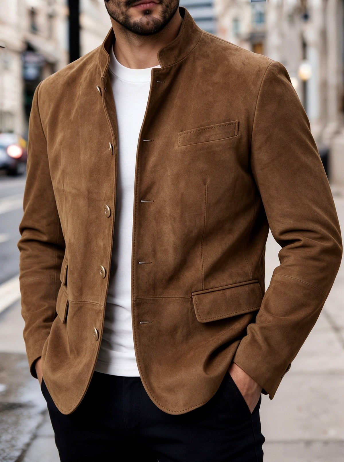 Giovanni – Men’s Structured Blazer with Patch Pockets 2