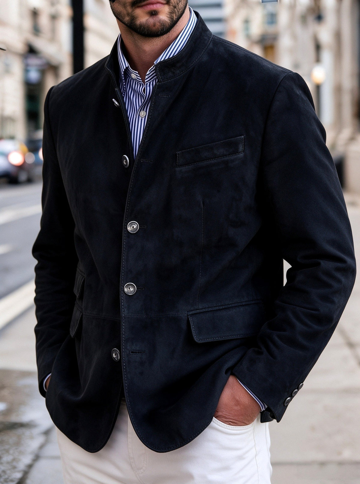 Giovanni – Men’s Structured Blazer with Patch Pockets 3