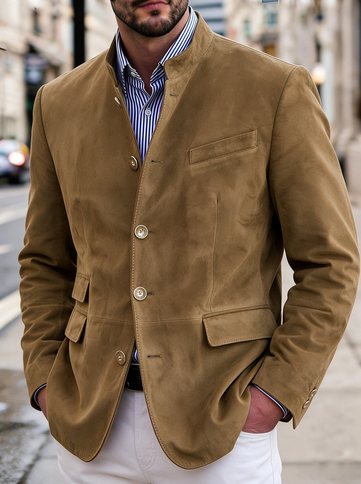 Giovanni – Men’s Structured Blazer with Patch Pockets 4