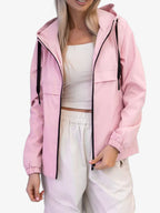 Gladys - Women's Hooded Rain Jacket with Drawstring and Zip Front 1
