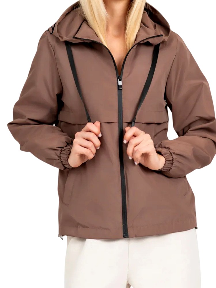 Gladys - Women's Hooded Rain Jacket with Drawstring and Zip Front 4