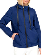 Gladys - Women's Hooded Rain Jacket with Drawstring and Zip Front 5