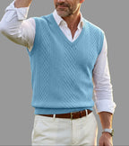 Graham - Men’s Classic Textured Knit Vest with Ribbed Hem 6