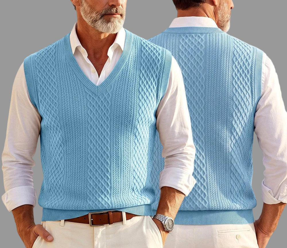 Graham - Men’s Classic Textured Knit Vest with Ribbed Hem 8