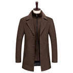 Grant - Men's Three-Button Overcoat with Zip-Up Stand Collar 2